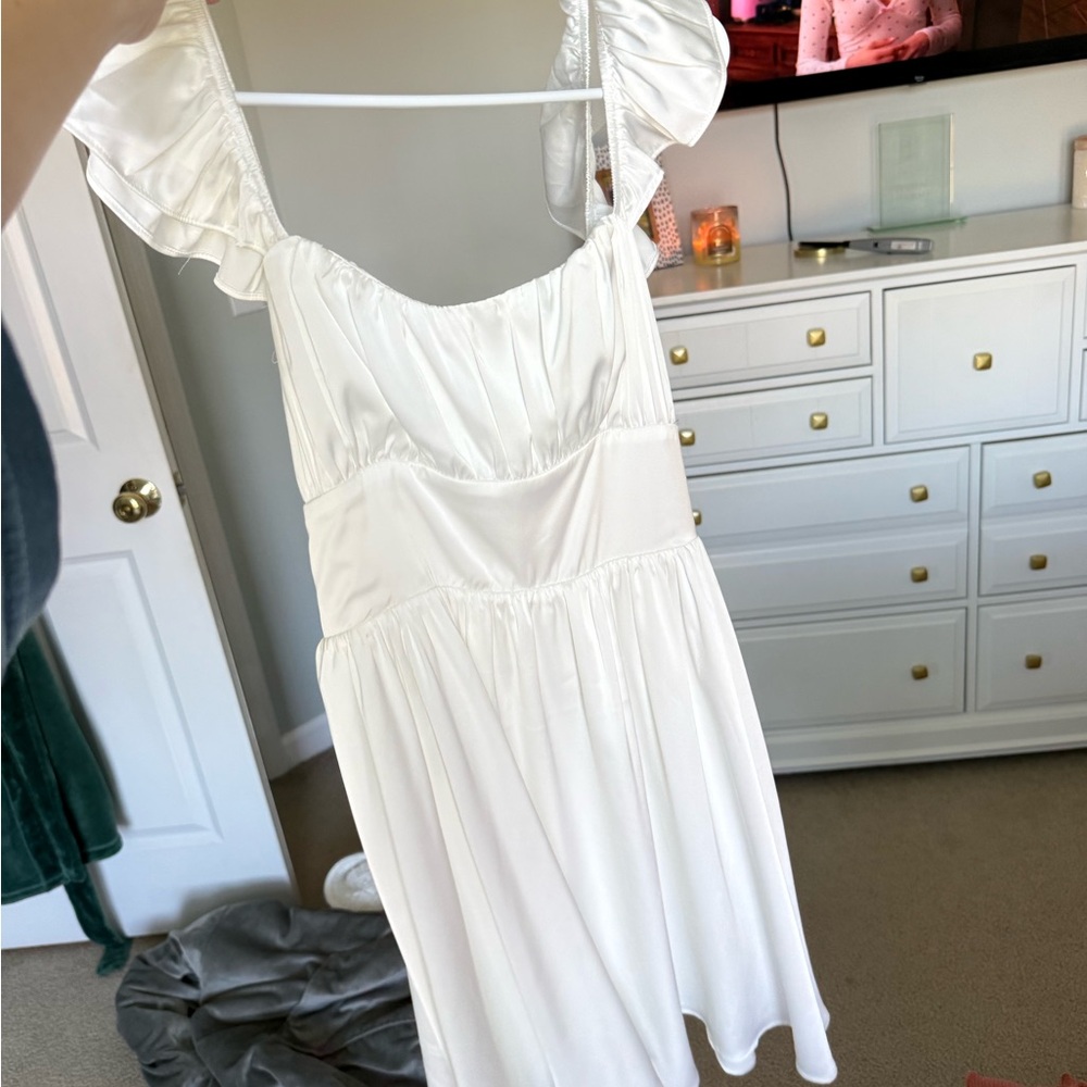 Elegant White Ruffled Dress
